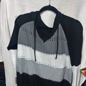 Black, white and Gray sweater with hoodie